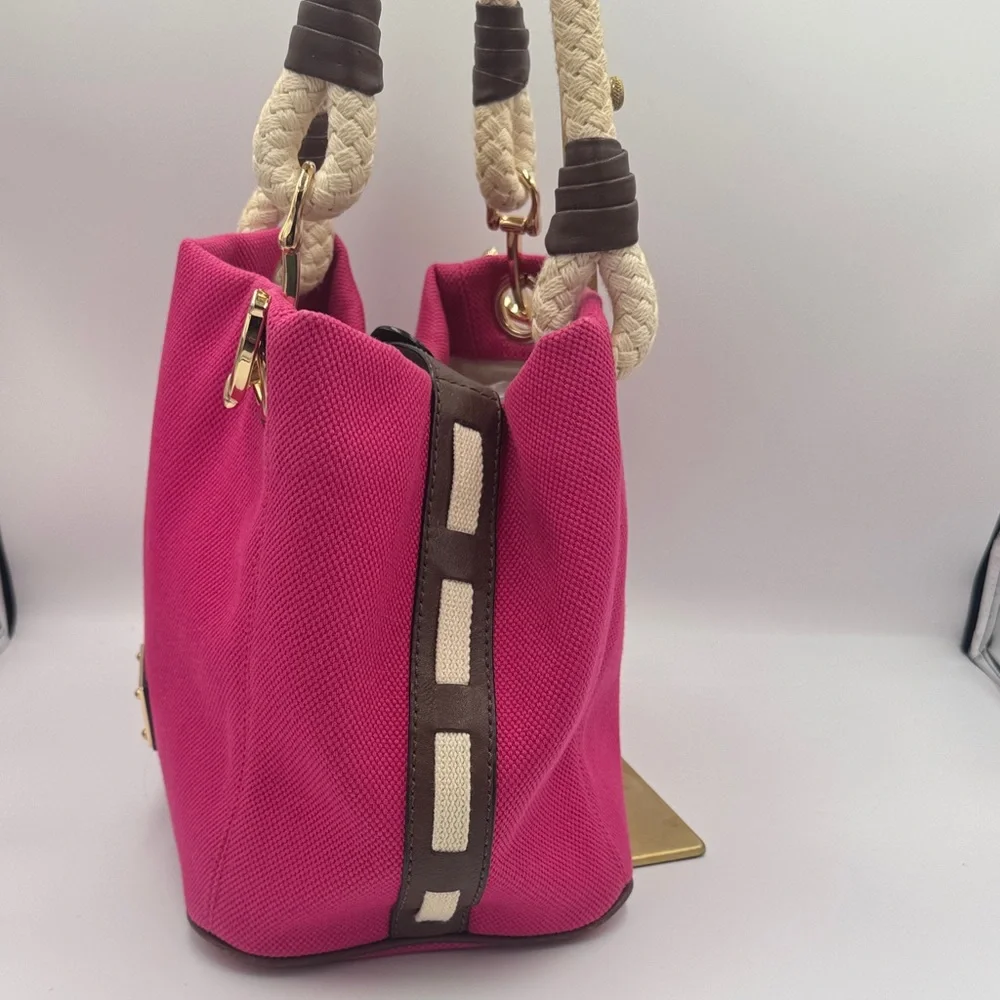 Michael Kors Fuchsia Tote with Cream Handles